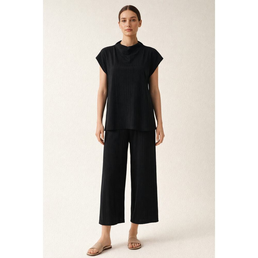 Eileen Fisher Black Short-Sleeve Tunic Top